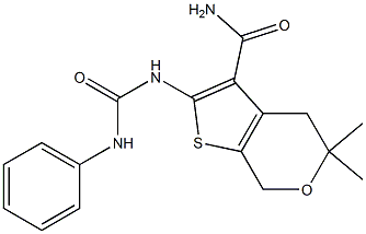 2-[(anilinocarbonyl)amino]-5,5-dimethyl-4,7-dihydro-5H-thieno[2,3-c]pyran-3-carboxamide|