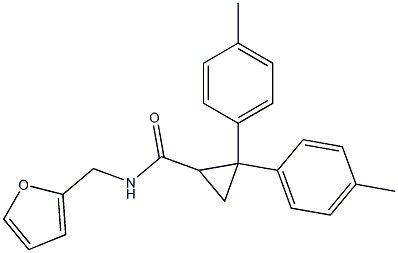 N-(2-furylmethyl)-2,2-bis(4-methylphenyl)cyclopropanecarboxamide Struktur