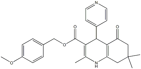 4-methoxybenzyl 2,7,7-trimethyl-5-oxo-4-(4-pyridinyl)-1,4,5,6,7,8-hexahydro-3-quinolinecarboxylate,,结构式