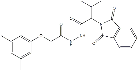 N'-[(3,5-dimethylphenoxy)acetyl]-2-(1,3-dioxo-1,3-dihydro-2H-isoindol-2-yl)-3-methylbutanohydrazide,,结构式