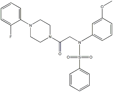 N-{2-[4-(2-fluorophenyl)-1-piperazinyl]-2-oxoethyl}-N-(3-methoxyphenyl)benzenesulfonamide 化学構造式