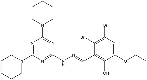 2,3-dibromo-5-ethoxy-6-hydroxybenzaldehyde [4,6-di(1-piperidinyl)-1,3,5-triazin-2-yl]hydrazone,,结构式