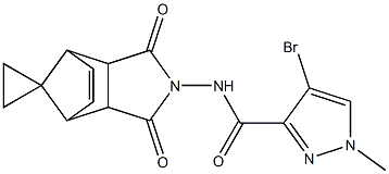 4-bromo-N-(3,5-dioxospiro{4-azatricyclo[5.2.1.0~2,6~]dec-8-ene-10,1'-cyclopropane}-4-yl)-1-methyl-1H-pyrazole-3-carboxamide Struktur