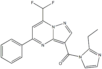 7-(difluoromethyl)-3-[(2-ethyl-1H-imidazol-1-yl)carbonyl]-5-phenylpyrazolo[1,5-a]pyrimidine Struktur