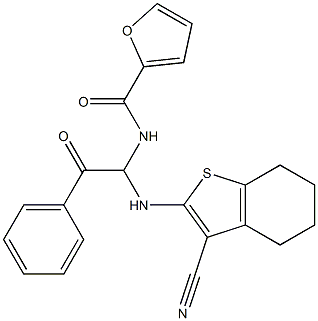 N-{1-[(3-cyano-4,5,6,7-tetrahydro-1-benzothien-2-yl)amino]-2-oxo-2-phenylethyl}-2-furamide Structure