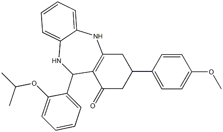11-(2-isopropoxyphenyl)-3-(4-methoxyphenyl)-2,3,4,5,10,11-hexahydro-1H-dibenzo[b,e][1,4]diazepin-1-one Struktur