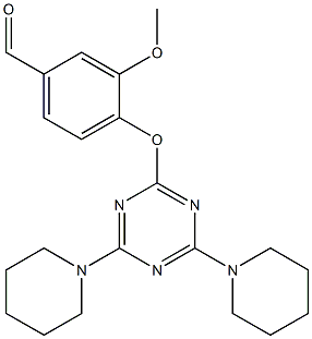 4-{[4,6-di(1-piperidinyl)-1,3,5-triazin-2-yl]oxy}-3-methoxybenzaldehyde,,结构式