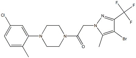 1-{[4-bromo-5-methyl-3-(trifluoromethyl)-1H-pyrazol-1-yl]acetyl}-4-(5-chloro-2-methylphenyl)piperazine,,结构式