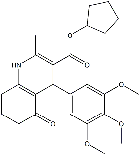 cyclopentyl 2-methyl-5-oxo-4-(3,4,5-trimethoxyphenyl)-1,4,5,6,7,8-hexahydro-3-quinolinecarboxylate Structure