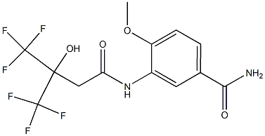 4-methoxy-3-{[4,4,4-trifluoro-3-hydroxy-3-(trifluoromethyl)butanoyl]amino}benzamide 化学構造式