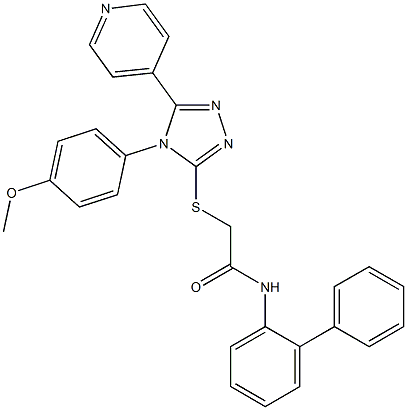 N-[1,1'-biphenyl]-2-yl-2-{[4-(4-methoxyphenyl)-5-(4-pyridinyl)-4H-1,2,4-triazol-3-yl]sulfanyl}acetamide 化学構造式