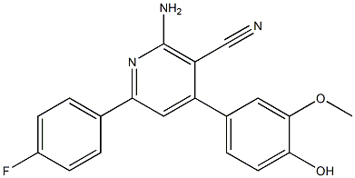 2-amino-6-(4-fluorophenyl)-4-(4-hydroxy-3-methoxyphenyl)nicotinonitrile 化学構造式