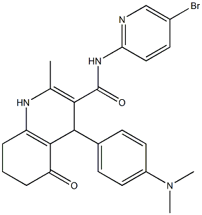 N-(5-bromo-2-pyridinyl)-4-[4-(dimethylamino)phenyl]-2-methyl-5-oxo-1,4,5,6,7,8-hexahydro-3-quinolinecarboxamide,,结构式