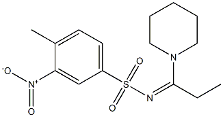 3-nitro-4-methyl-N-[1-(1-piperidinyl)propylidene]benzenesulfonamide 结构式