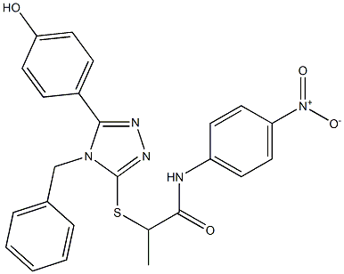 2-{[4-benzyl-5-(4-hydroxyphenyl)-4H-1,2,4-triazol-3-yl]sulfanyl}-N-{4-nitrophenyl}propanamide,,结构式
