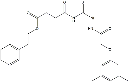 phenethyl 4-[({2-[2-(3,5-dimethylphenoxy)acetyl]hydrazino}carbothioyl)amino]-4-oxobutanoate 结构式