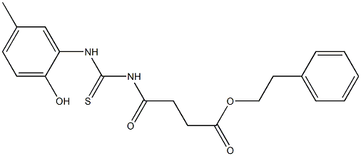 phenethyl 4-{[(2-hydroxy-5-methylanilino)carbothioyl]amino}-4-oxobutanoate 结构式