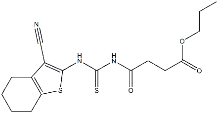 propyl 4-({[(3-cyano-4,5,6,7-tetrahydro-1-benzothiophen-2-yl)amino]carbothioyl}amino)-4-oxobutanoate,,结构式