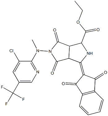 ethyl 5-[[3-chloro-5-(trifluoromethyl)-2-pyridinyl](methyl)amino]-3-(1,3-dioxo-1,3-dihydro-2H-inden-2-yliden)-4,6-dioxooctahydropyrrolo[3,4-c]pyrrole-1-carboxylate Structure