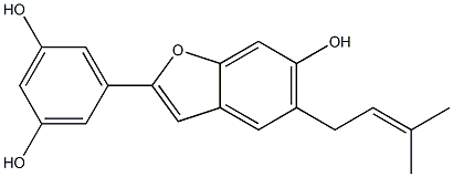 2-(3,5-Dihydroxyphenyl)-5-(3-methyl-2-butenyl)benzofuran-6-ol,,结构式
