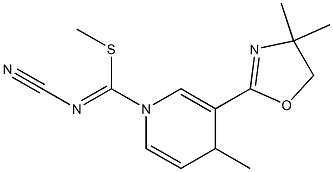 N-Cyano-4-methyl-3-(4,4-dimethyl-2-oxazolin-2-yl)pyridine-1(4H)-carbimidothioic acid S-methyl ester 结构式