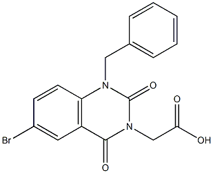 1-Benzyl-1,2,3,4-tetrahydro-6-bromo-2,4-dioxoquinazoline-3-acetic acid Structure