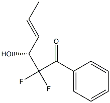 (3R,4E)-2,2-ジフルオロ-3-ヒドロキシ-1-フェニル-4-ヘキセン-1-オン 化学構造式