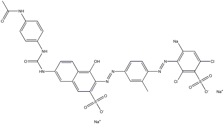 7-[3-[4-(Acetylamino)phenyl]ureido]-3-[[4-[(2,4-dichloro-6-sodiosulfophenyl)azo]-3-methylphenyl]azo]-4-hydroxynaphthalene-2-sulfonic acid sodium salt,,结构式