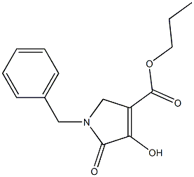 1-ベンジル-2,5-ジヒドロ-4-ヒドロキシ-5-オキソ-1H-ピロール-3-カルボン酸プロピル 化学構造式