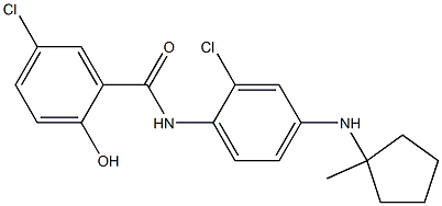 5-Chloro-N-(2-chloro-4-((1-methylcyclopentyl)amino)phenyl)-2-hydroxybenzamide 结构式