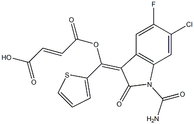 mono((1-(aminocarbonyl)-6-chloro-5-fluoro-1,2-dihydro-2-oxo-3H-indol-3-ylidene)-2-thienylmethyl) butenedioate,,结构式