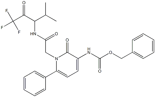 2-(3-((benzyloxycarbonyl)amino)-2-oxo-6-phenyl-1,2-dihydro-1-pyridyl)-N-(3,3,3-trifluoro-1-isopropyl-2-oxopropyl)acetamide,,结构式