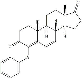 4-(フェニルチオ)アンドロスタ-4,6-ジエン-3,17-ジオン 化学構造式