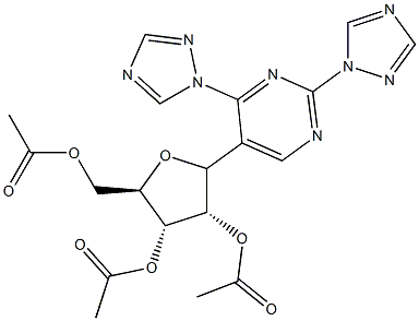 2,4-di-(1,2,4-triazol-1-yl)-5-(2,3,5-tri-O-acetylribofuranosyl)pyrimidine 结构式