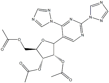 2,4-di-(1,2,4-triazol-1-yl)-5-(2,3,5-tri-O-acetylribofuranosyl)pyrimidine,,结构式