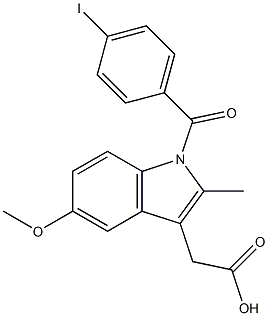 1-(4-iodobenzoyl)-5-methoxy-2-methyl-3-indoleacetic acid Struktur