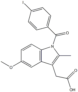 1-(4-iodobenzoyl)-5-methoxy-2-methyl-3-indoleacetic acid 化学構造式