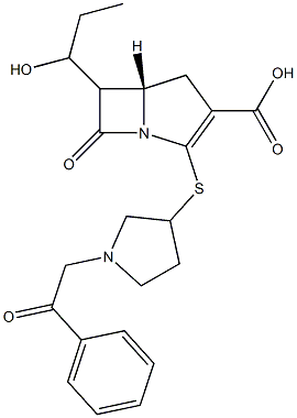 2-((1-phenacylpyrrolidin-3-yl)thio)-6-(1-hydroxypropyl)penem-3-carboxylic acid Struktur