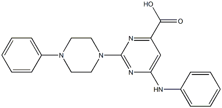 6-ANILINO-2-(4-PHENYLPIPERAZIN-1-YL)PYRIMIDINE-4-CARBOXYLIC ACID Structure