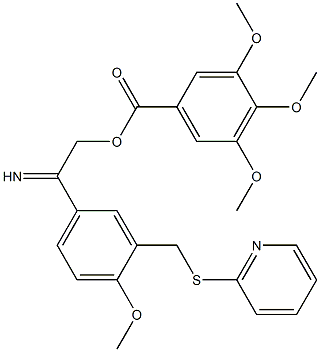 2-[(2-methoxy-5-{[(3,4,5-trimethoxybenzoyl)oxy]ethanimidoyl}benzyl)thio]pyridine Struktur