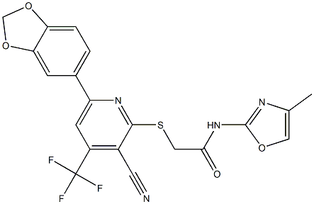 2-{[6-(1,3-benzodioxol-5-yl)-3-cyano-4-(trifluoromethyl)-2-pyridinyl]sulfanyl}-N-(4-methyl-1,3-oxazol-2-yl)acetamide