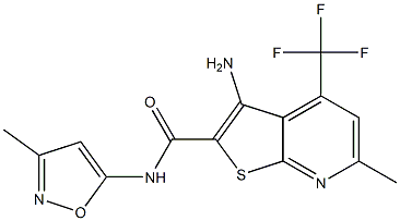 3-amino-6-methyl-N-(3-methyl-5-isoxazolyl)-4-(trifluoromethyl)thieno[2,3-b]pyridine-2-carboxamide 结构式