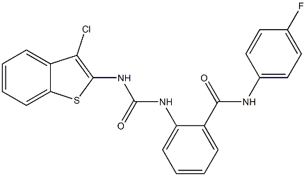 2-({[(3-chloro-1-benzothiophen-2-yl)amino]carbonyl}amino)-N-(4-fluorophenyl)benzamide,,结构式