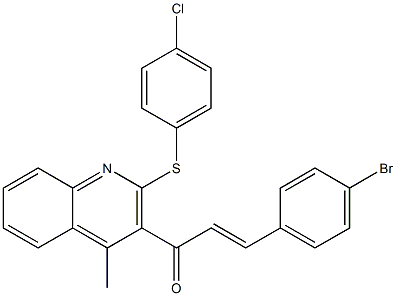 (E)-3-(4-bromophenyl)-1-{2-[(4-chlorophenyl)sulfanyl]-4-methyl-3-quinolinyl}-2-propen-1-one Struktur
