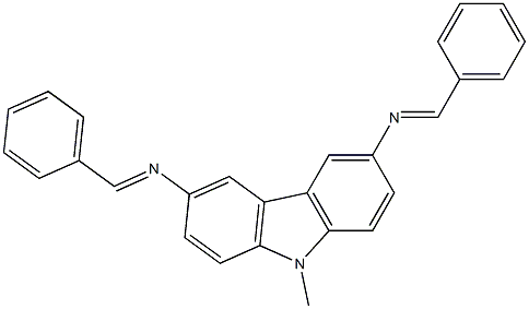 N3,N6-dibenzylidene-9-methyl-9H-carbazole-3,6-diamine Struktur