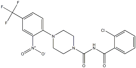 N1-(2-chlorobenzoyl)-4-[2-nitro-4-(trifluoromethyl)phenyl]piperazine-1-carboxamide 化学構造式