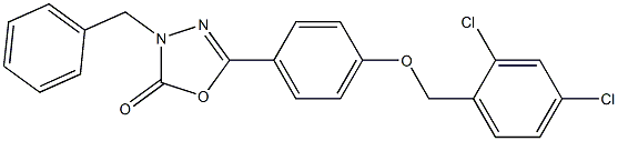 3-benzyl-5-{4-[(2,4-dichlorobenzyl)oxy]phenyl}-1,3,4-oxadiazol-2(3H)-one 结构式