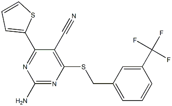 2-amino-4-(2-thienyl)-6-{[3-(trifluoromethyl)benzyl]sulfanyl}-5-pyrimidinecarbonitrile,,结构式