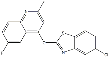 5-chloro-2-[(6-fluoro-2-methyl-4-quinolyl)oxy]-1,3-benzothiazole Struktur
