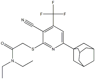 2-{[6-(1-adamantyl)-3-cyano-4-(trifluoromethyl)-2-pyridinyl]sulfanyl}-N,N-diethylacetamide Structure